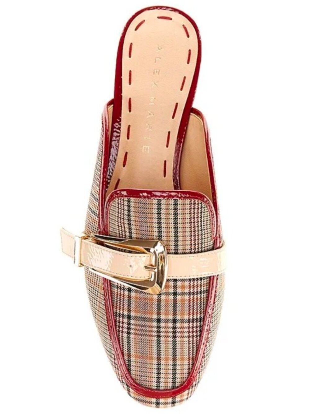 Alex Marie Karen Plaid Print Buckle Hardware Strap Mules Preppy Office Size 10 - Picture 2 of 13